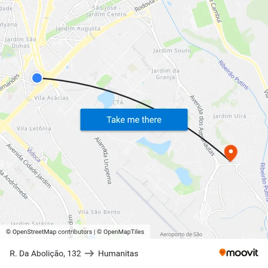 R. Da Abolição, 132 to Humanitas map