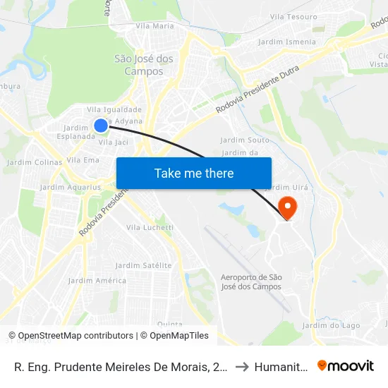 R. Eng. Prudente Meireles De Morais, 221 to Humanitas map