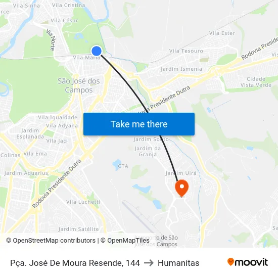 Pça. José De Moura Resende, 144 to Humanitas map