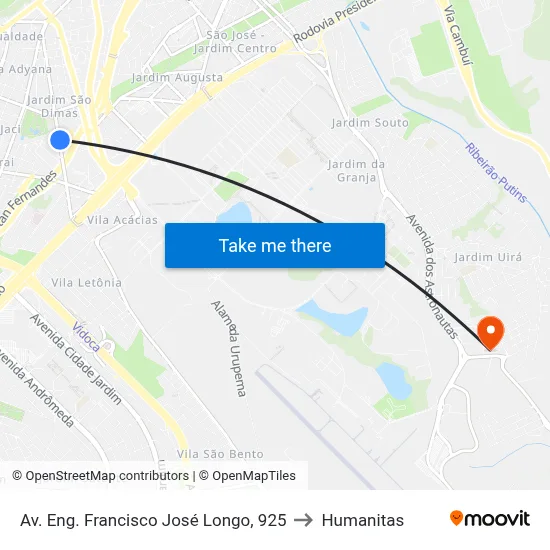 Av. Eng. Francisco José Longo, 925 to Humanitas map