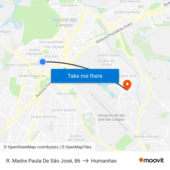 R. Madre Paula De São José, 86 to Humanitas map