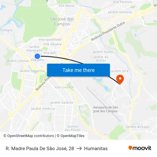 R. Madre Paula De São José, 28 to Humanitas map