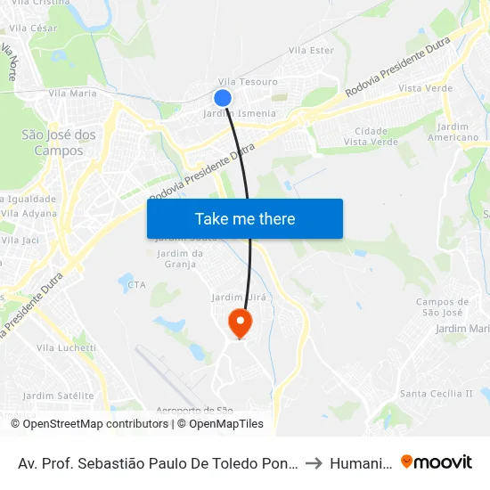 Av. Prof. Sebastião Paulo De Toledo Pontes, 760 to Humanitas map