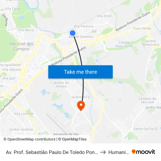 Av. Prof. Sebastião Paulo De Toledo Pontes, 582 to Humanitas map