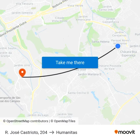 R. José Castrioto, 204 to Humanitas map
