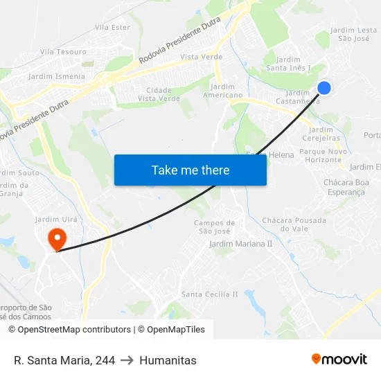 R. Santa Maria, 244 to Humanitas map