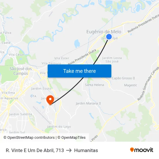 R. Vinte E Um De Abril, 713 to Humanitas map