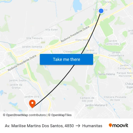 Av. Marilise Martins Dos Santos, 4850 to Humanitas map