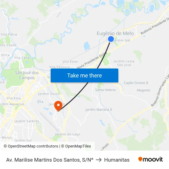 Av. Marilise Martins Dos Santos, S/Nº to Humanitas map