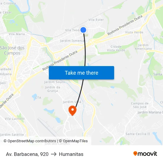 Av. Barbacena, 920 to Humanitas map
