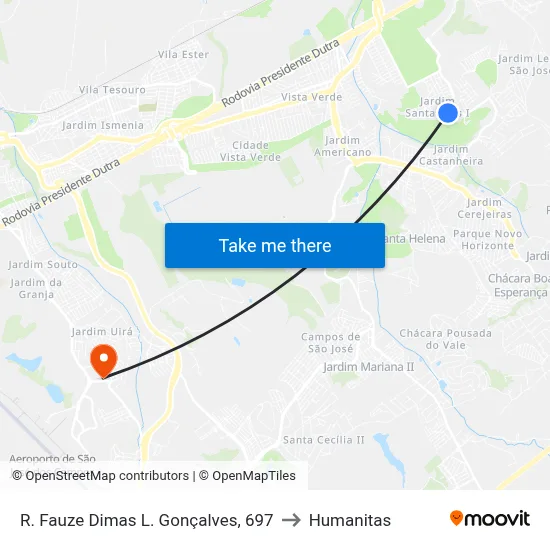 R. Fauze Dimas L. Gonçalves, 697 to Humanitas map