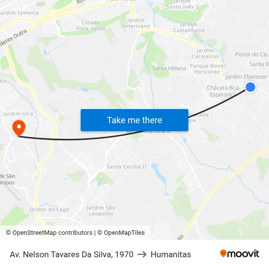 Av. Nelson Tavares Da Silva, 1970 to Humanitas map