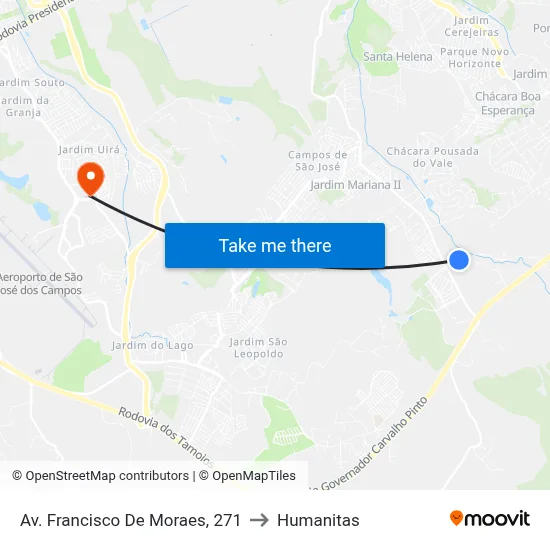 Av. Francisco De Moraes, 271 to Humanitas map