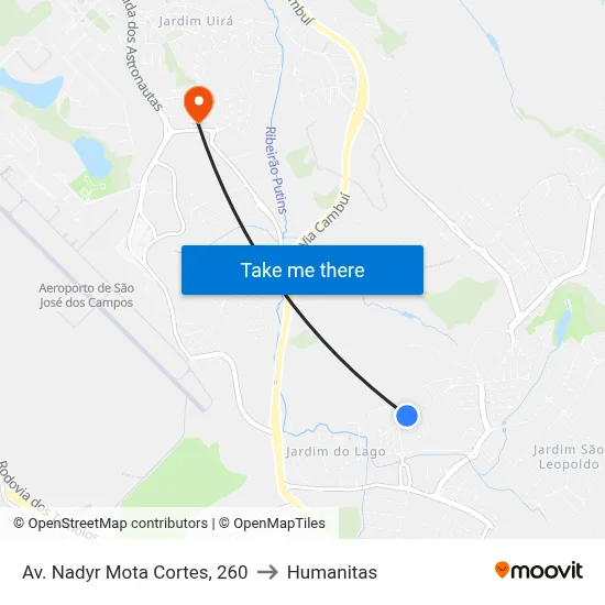 Av. Nadyr Mota Cortes, 260 to Humanitas map
