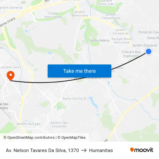 Av. Nelson Tavares Da Silva, 1370 to Humanitas map