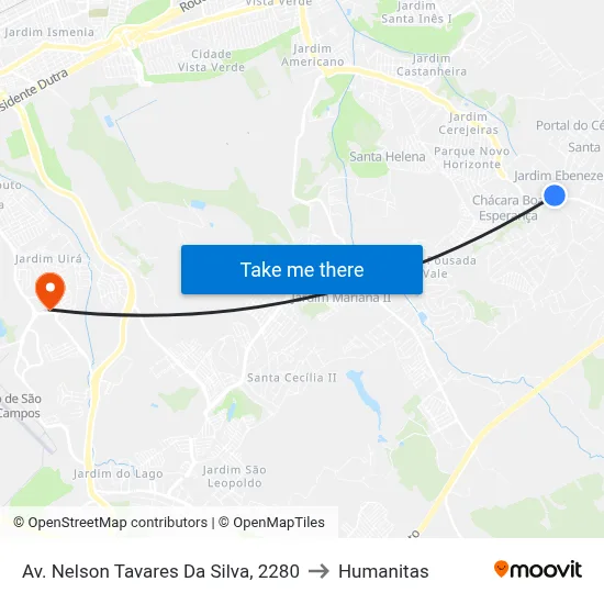 Av. Nelson Tavares Da Silva, 2280 to Humanitas map