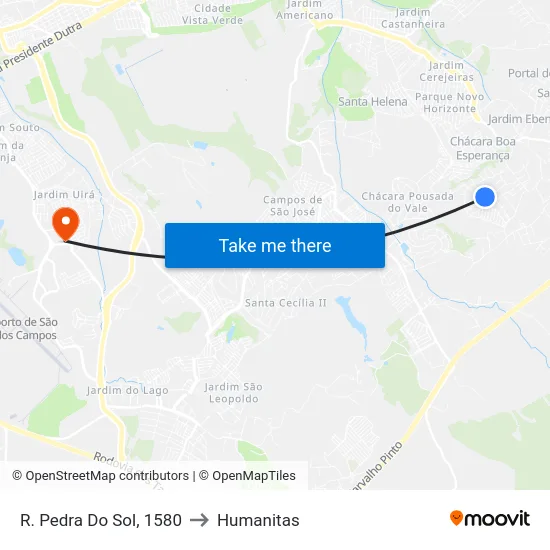 R. Pedra Do Sol, 1580 to Humanitas map