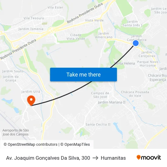 Av. Joaquim Gonçalves Da Silva, 300 to Humanitas map