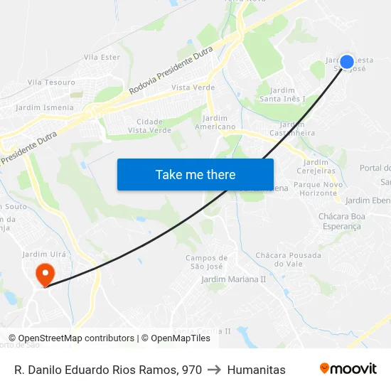 R. Danilo Eduardo Rios Ramos, 970 to Humanitas map
