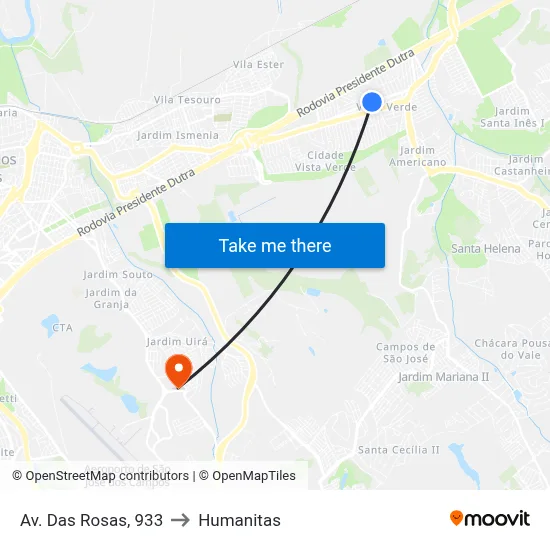 Av. Das Rosas, 933 to Humanitas map