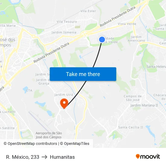 R. México, 233 to Humanitas map