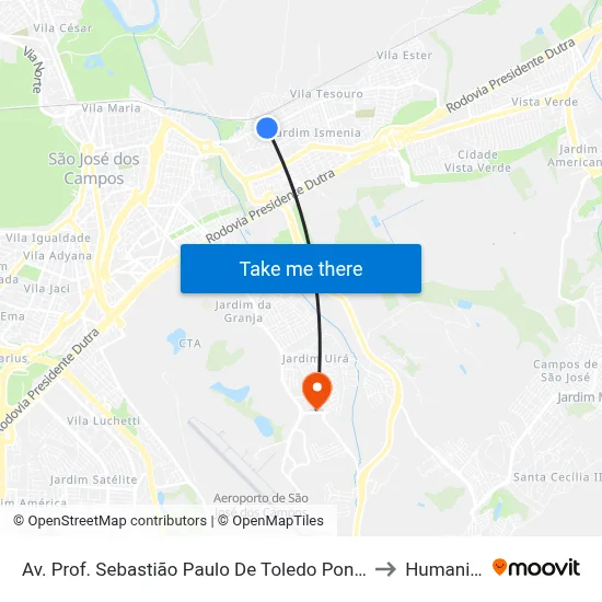 Av. Prof. Sebastião Paulo De Toledo Pontes, 283 to Humanitas map