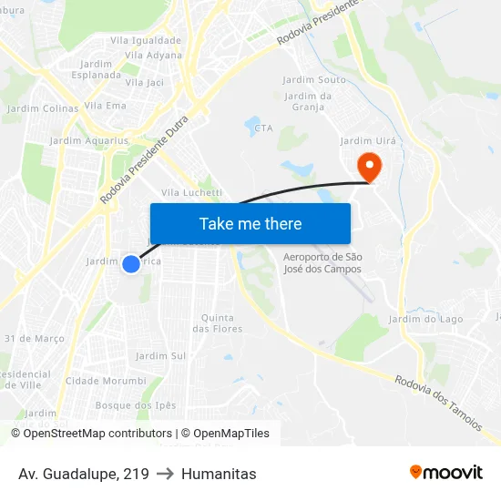 Av. Guadalupe, 219 to Humanitas map