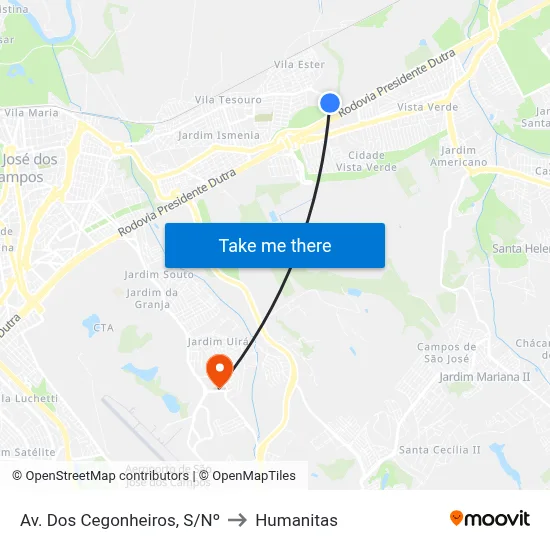 Av. Dos Cegonheiros, S/Nº to Humanitas map