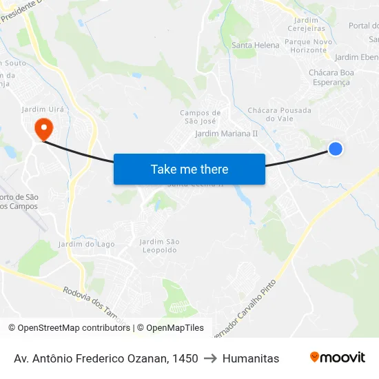 Av. Antônio Frederico Ozanan, 1450 to Humanitas map