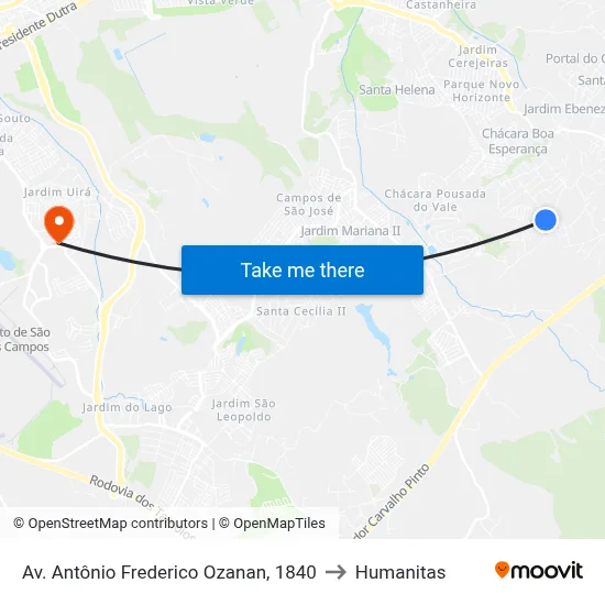 Av. Antônio Frederico Ozanan, 1840 to Humanitas map
