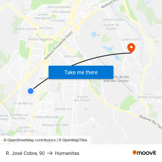 R. José Cobra, 90 to Humanitas map