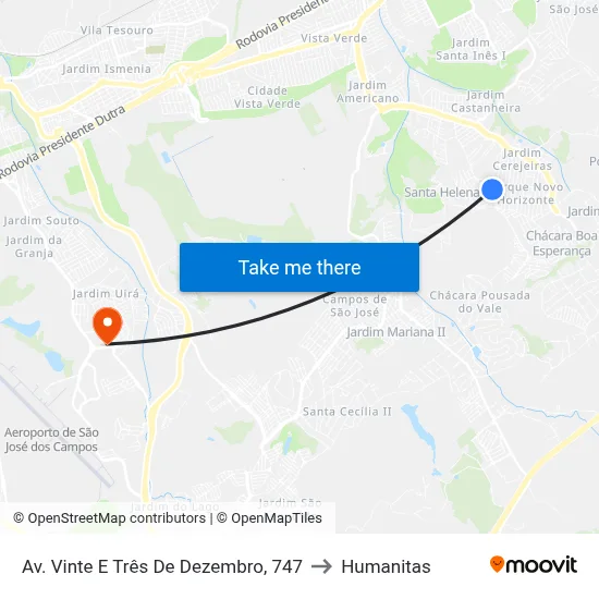 Av. Vinte E Três De Dezembro, 747 to Humanitas map