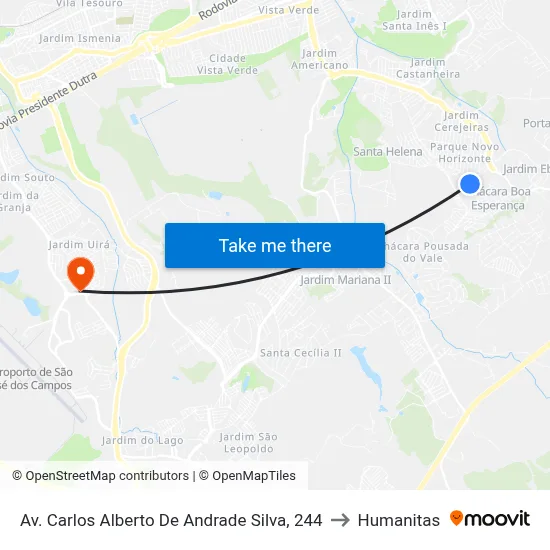 Av. Carlos Alberto De Andrade Silva, 244 to Humanitas map