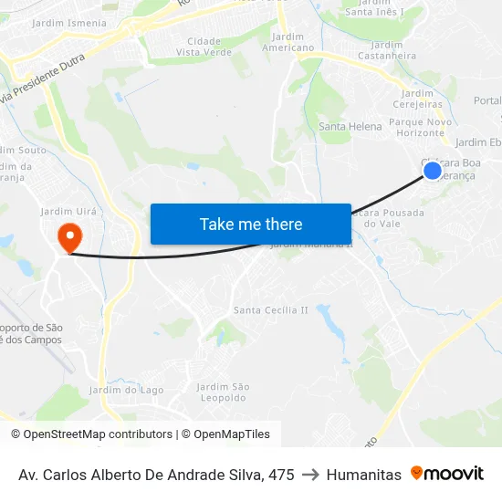 Av. Carlos Alberto De Andrade Silva, 475 to Humanitas map