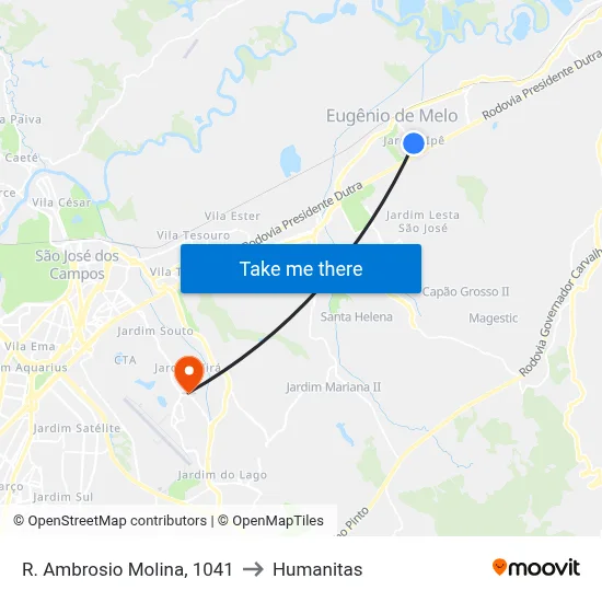 R. Ambrosio Molina, 1041 to Humanitas map