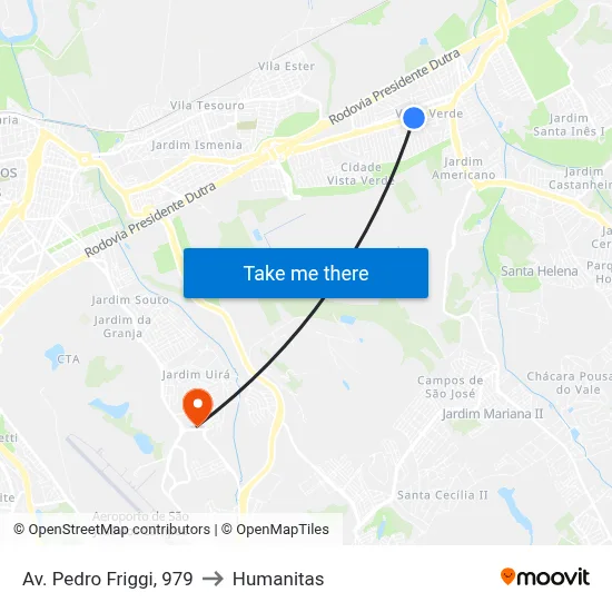 Av. Pedro Friggi, 979 to Humanitas map