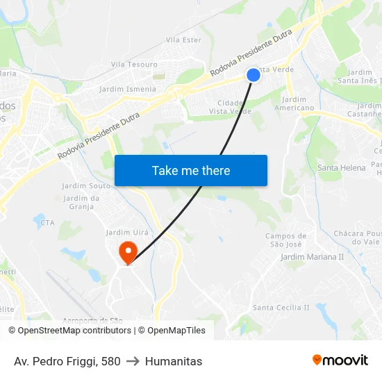 Av. Pedro Friggi, 580 to Humanitas map