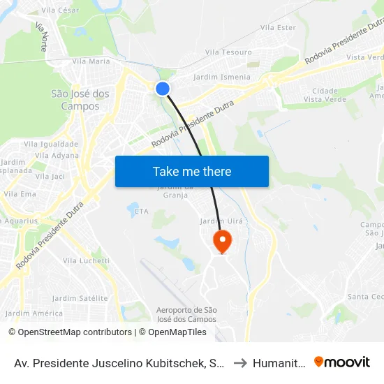 Av. Presidente Juscelino Kubitschek, S/Nº to Humanitas map
