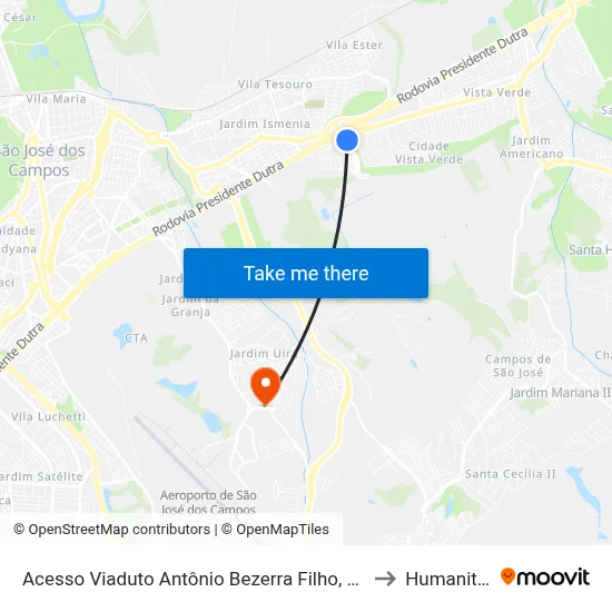Acesso Viaduto Antônio Bezerra Filho, S/Nº to Humanitas map