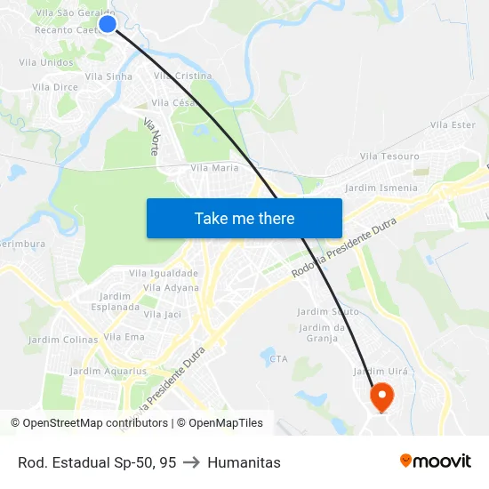 Rod. Estadual Sp-50, 95 to Humanitas map