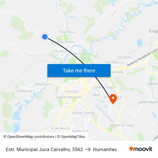 Estr. Municipal Juca Carvalho, 3562 to Humanitas map