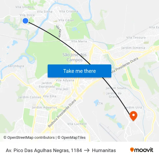 Av. Pico Das Agulhas Negras, 1184 to Humanitas map