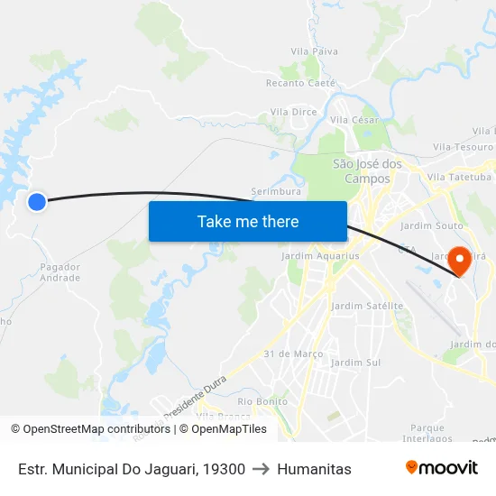Estr. Municipal Do Jaguari, 19300 to Humanitas map
