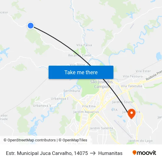 Estr. Municipal Juca Carvalho, 14075 to Humanitas map
