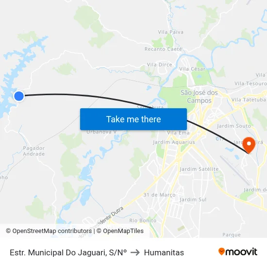 Estr. Municipal Do Jaguari, S/Nº to Humanitas map
