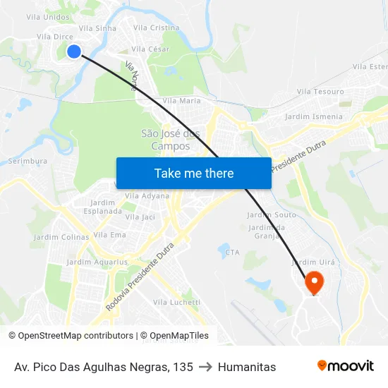 Av. Pico Das Agulhas Negras, 135 to Humanitas map