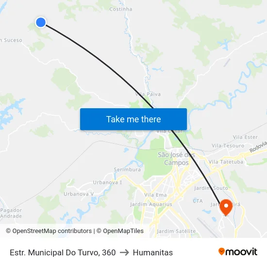 Estr. Municipal Do Turvo, 360 to Humanitas map
