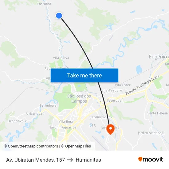 Av. Ubiratan Mendes, 157 to Humanitas map