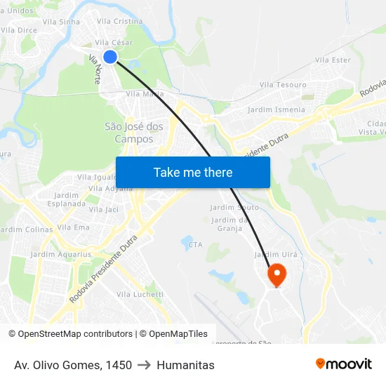 Av. Olivo Gomes, 1450 to Humanitas map