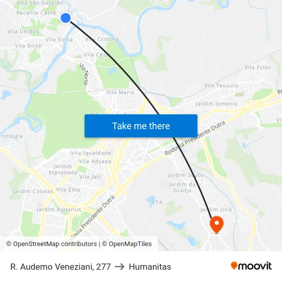 R. Audemo Veneziani, 277 to Humanitas map